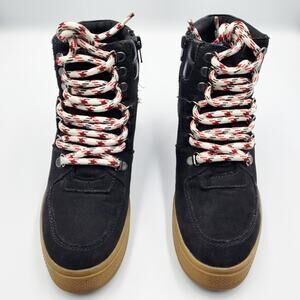 Steve Madden Wesley Black Suede Platform Lace-Up Sneaker Boots Women's Size 8